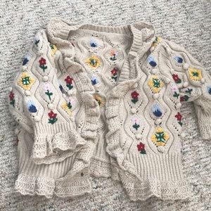 Zara pointelle flower cardigan
